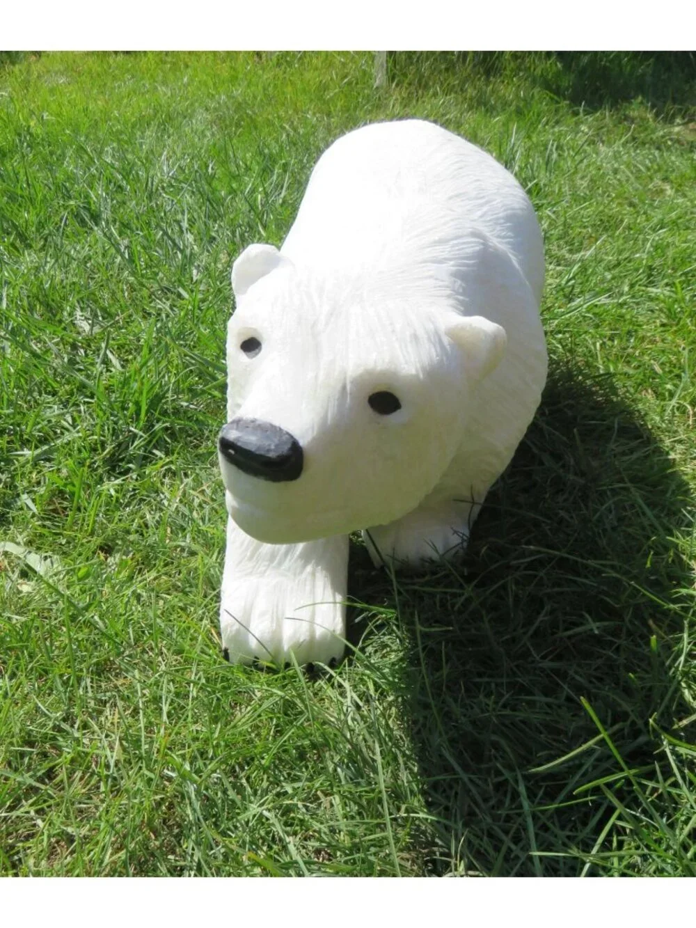 White Stone Polar Bear Hand Carved Shona Sculpture From South Africa 45lbs - Picture 10 of 11